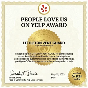 Top rated dryer vent cleaner on Yelp Littleton Colorado