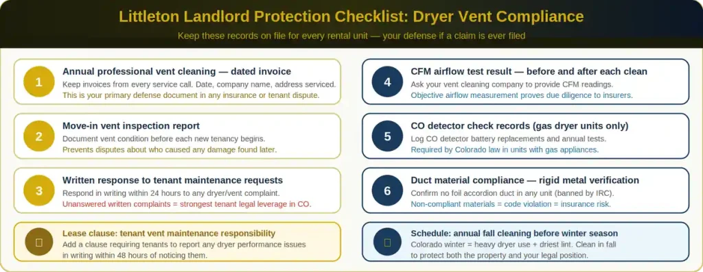 Landlord dryer vent inspection and maintenance checklist for Colorado rental properties